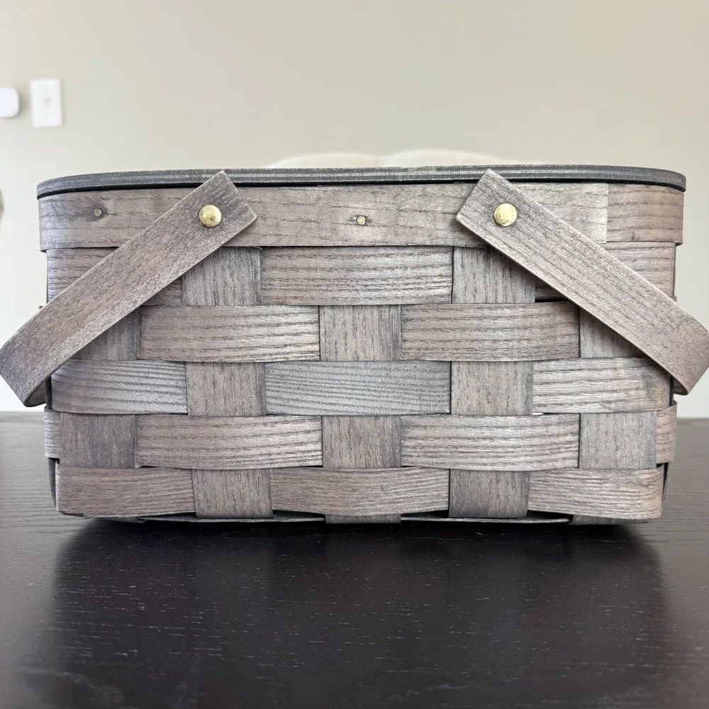 Peterboro Basket Co Gathering Storage Picnic Basket Double Swing‎ Handles
